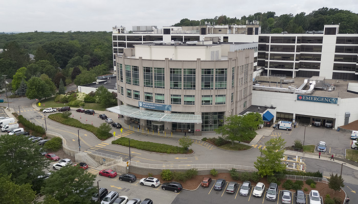 Aerial shot of Brigham and Women's Faulkner Hospital