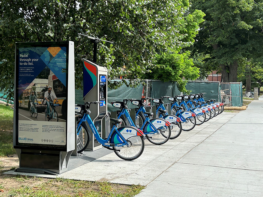 The new Bluebikes station at BWFH